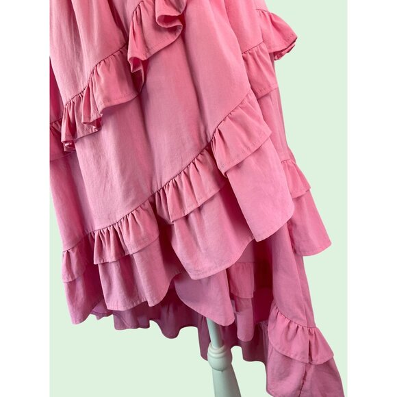 Strut & Bolt Pink Ruffle Layered Midi Sundress size medium - Picture 13 of 16